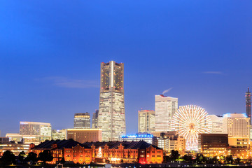 Twilight view of Yokohama bay