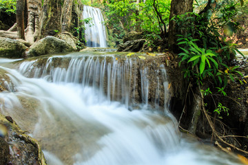 Fototapeta na wymiar Erawan Waterfall, Kanchanaburi, Thailand.