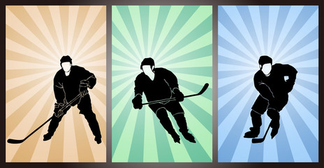 Set of Hockey Players, Silhouette
