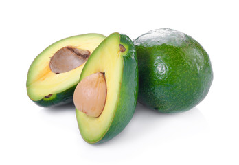 green avocados isolated on the white background