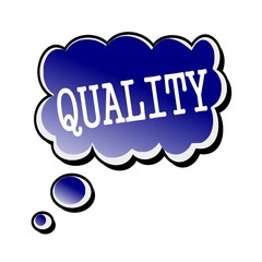 quality white stamp text on blueblack Speech Bubble