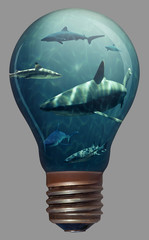Sharks in a light bulb - 89742393