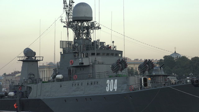 Russian military naval ship. 4K.