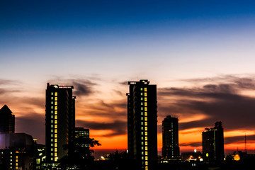Fototapeta na wymiar Building's Silhouettes of a City.