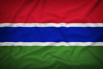 Obraz premium Gambia flag on the fabric texture background,Vintage style