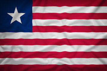 Obraz premium Liberia flag on the fabric texture background,Vintage style