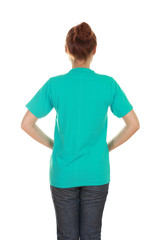 female with blank t-shirt (back side)