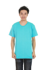 man with blank t-shirt