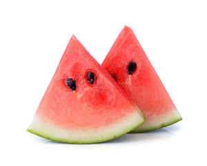 Sliced ripe watermelon isolated on white background © nipaporn