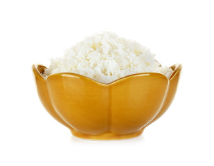 Rice in a bowl isolated on a white background