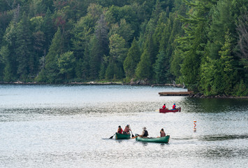 Fototapeta na wymiar Three canoes