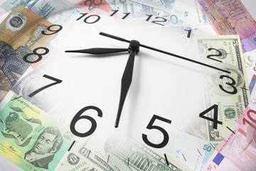 Composite of Clock and Bank Notes