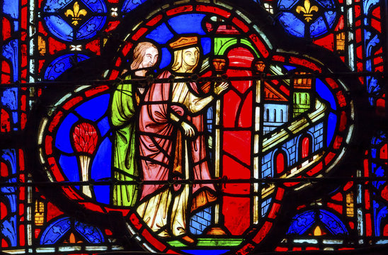 Queen Entering Jerusalem Stained Glass Sainte Chapelle Paris