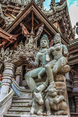 Fototapeta premium Sanctuary of Truth is a temple construction in Pattaya, Thailand
