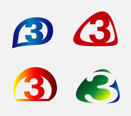 Number three 3 logo symbol design template elements
