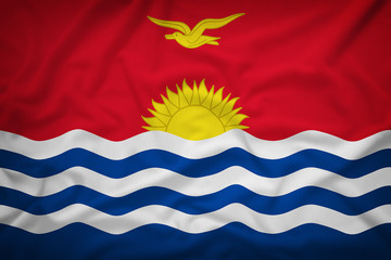 Fiji flag on the fabric texture background,Vintage style