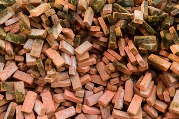 Stack of raw bricks.