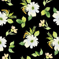 Seamless pattern with flowers watercolor. Gentle colors. Female