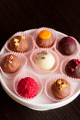 chocolate candies, close up, vertical