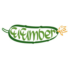 Cucumber calligraphy. Cucumber typography. Fruit calligraphy. Fruit typography. Vegetable calligraphy. Vegetable typography.