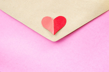 Fototapeta premium pink and brown letter with red heart