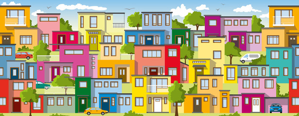 Modern colorful houses, also usable as a continuous background
