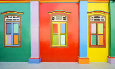 Colorful wall and windows