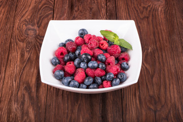 Raspberries with blueberries