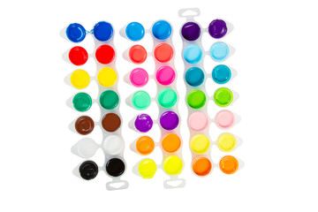 Paints into containers .