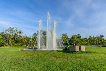 Fountain system in garden.