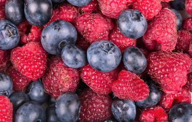 Raspberries with blueberries