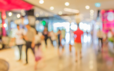 blurred image of shopping mall and people