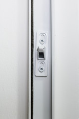 Slide door lock close up.