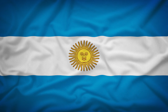 Argentina flag on the fabric texture background,Vintage style