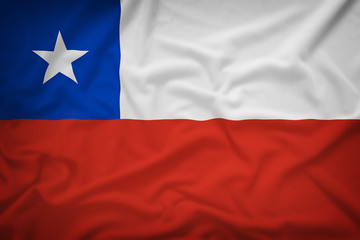 Chile flag on the fabric texture background,Vintage style