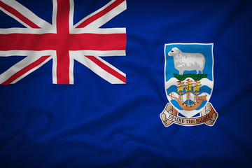 Falkland Islands flag on the fabric texture background,Vintage s