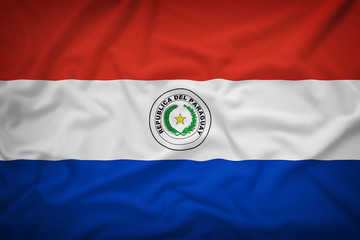 Paraguay flag on the fabric texture background,Vintage style