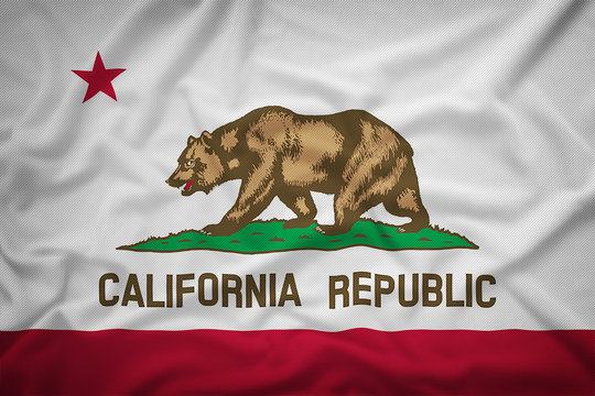 California flag on the fabric texture background,Vintage style