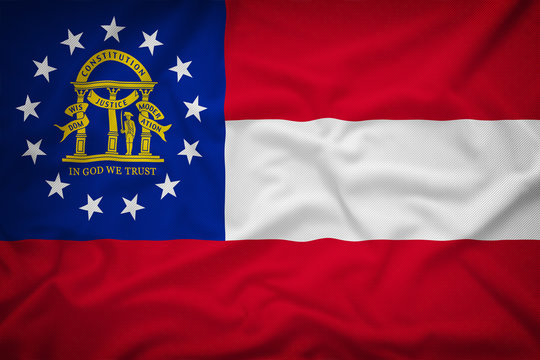 Georgia flag on the fabric texture background,Vintage style
