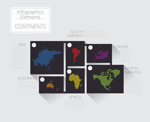 Earth continents, infographics elements. Vector