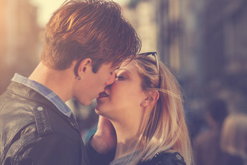 Urban couple outdoors.