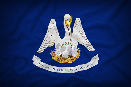 Louisiana flag on the fabric texture background,Vintage style