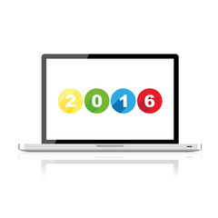Isolated laptop with 2016 theme, illustration