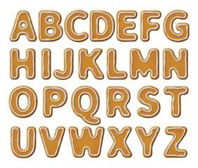Gingerbread alphabet with glaze