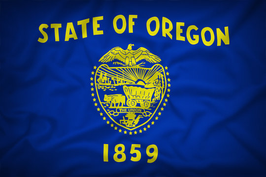 Oregon flag on the fabric texture background,Vintage style