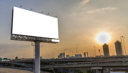 Blank billboard at twilight for advertisement.