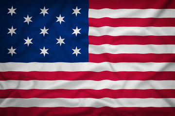 Fototapeta premium United States flag on the fabric texture background,Vintage styl