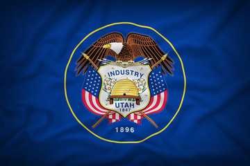 Utah flag on the fabric texture background,Vintage style