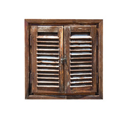 Aged weathered wooden window shutters