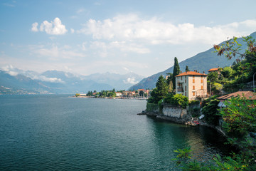 Fototapeta na wymiar A view of the Varenna on Como lake in Italy, Alps, Europe.